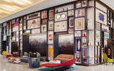 Contemporary art fills the gallery wall of the entire lobby at the Lake Nona Wave Hotel, a privately-owned boutique hotel located less than a 10-minute drive from Orlando Airport.