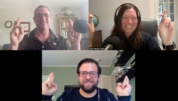 Robby Silk and Rebecca Tobin of Travel Weekly and Brett Snyder of Cranky Concierge crossed their fingers for a smooth summer season of air travel. Robby Silk and Rebecca Tobin of Travel Weekly and Brett Snyder of Cranky Concierge crossed their fingers for a smooth summer season of air travel.
