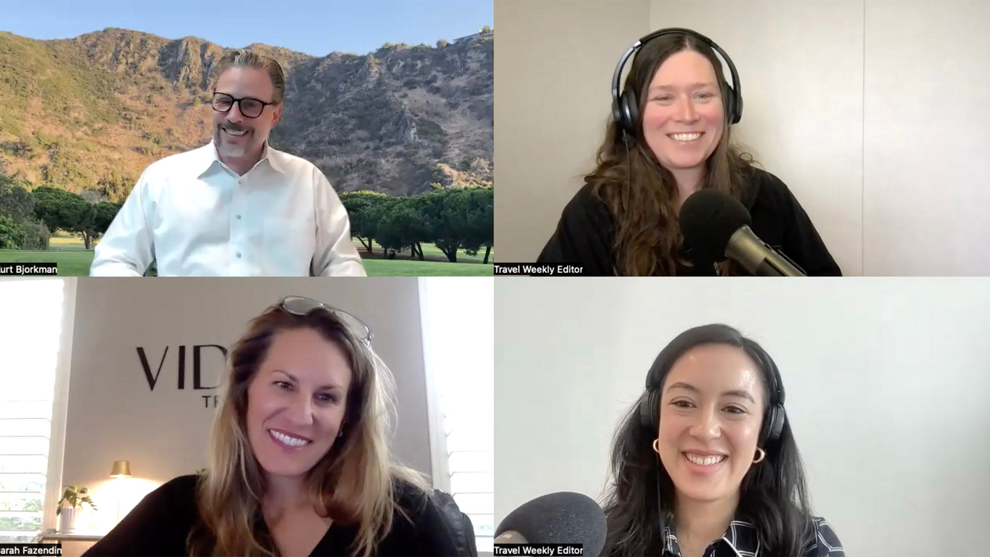 Clockwise from top left: Kurt Bjorkman, chief operating officer of the Ranch at Laguna Beach in California; Travel Weekly editors Christina Jelski and Rebecca Tobin; and Sarah Fazendin, founder of Videre Travel.