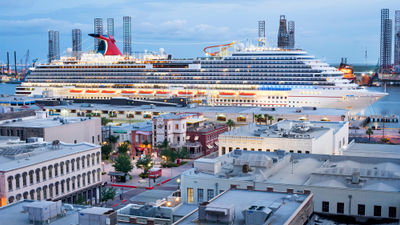 The Carnival Breeze in port in Galveston, Texas. The line is bringing its biggest ship, the Carnival Jubilee, to the city in December.