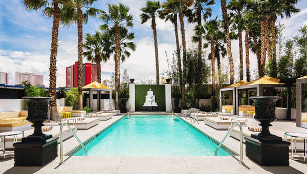 The Lexi's almost 4,000-square-foot European-style pool area has four cabanas and eight day beds. The Lexi's almost 4,000-square-foot European-style pool area has four cabanas and eight day beds.