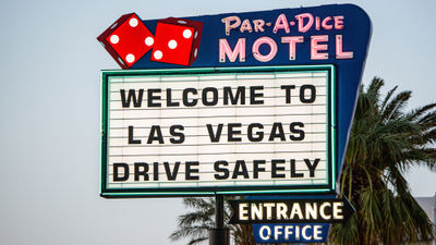 A sign from the old Par-A-Dice Motel, originally placed in 1953, has been installed on Las Vegas Boulevard just north of Oakey Boulevard.