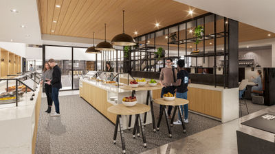 A rendering of the United Club that will open this summer in Denver airport's Concourse A.