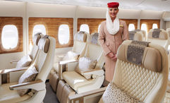 The Emirates premium economy cabin, which offers seat with 40 inches of space between rows and a seat width of 19.5 inches.