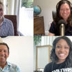 Clockwise from top left: Lily Szemplinski, owner of Passport Stamps Travel, host Rebecca Tobin, senior editor Nicole Edenedo, and Simon Hudson, a professor of tourism at the University of South Carolina talk about "set-jet" travel on an episode of the Folo by Travel Weekly.