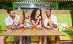 Guests can build their own burger at the Cheeseburger in Paradise Burger Bar.