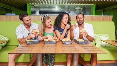 Guests can build their own burger at the Cheeseburger in Paradise Burger Bar.
