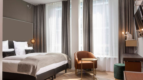 A guestroom at the new Flightgate Munich Airport Hotel. A guestroom at the new Flightgate Munich Airport Hotel.