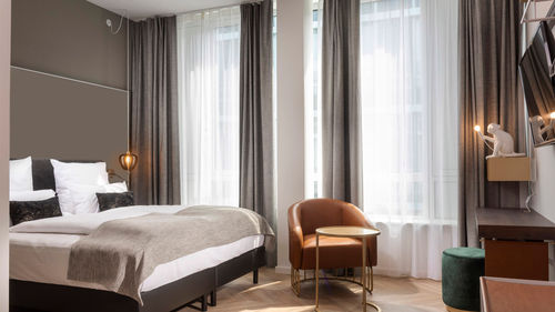 A guestroom at the new Flightgate Munich Airport Hotel.