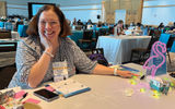 Kelley Lord of Vacation Ever After in Orlando had heard about the table-design tradition from the GTM attendee Facebook page. "My 16-year-old son picked out the decorations to represent that our agency is based in and also sells Florida," she said. "I offered bowls of treats and chose Godiva chocolates and gummy bears because I like to think our agency is a mix of luxury and fun."