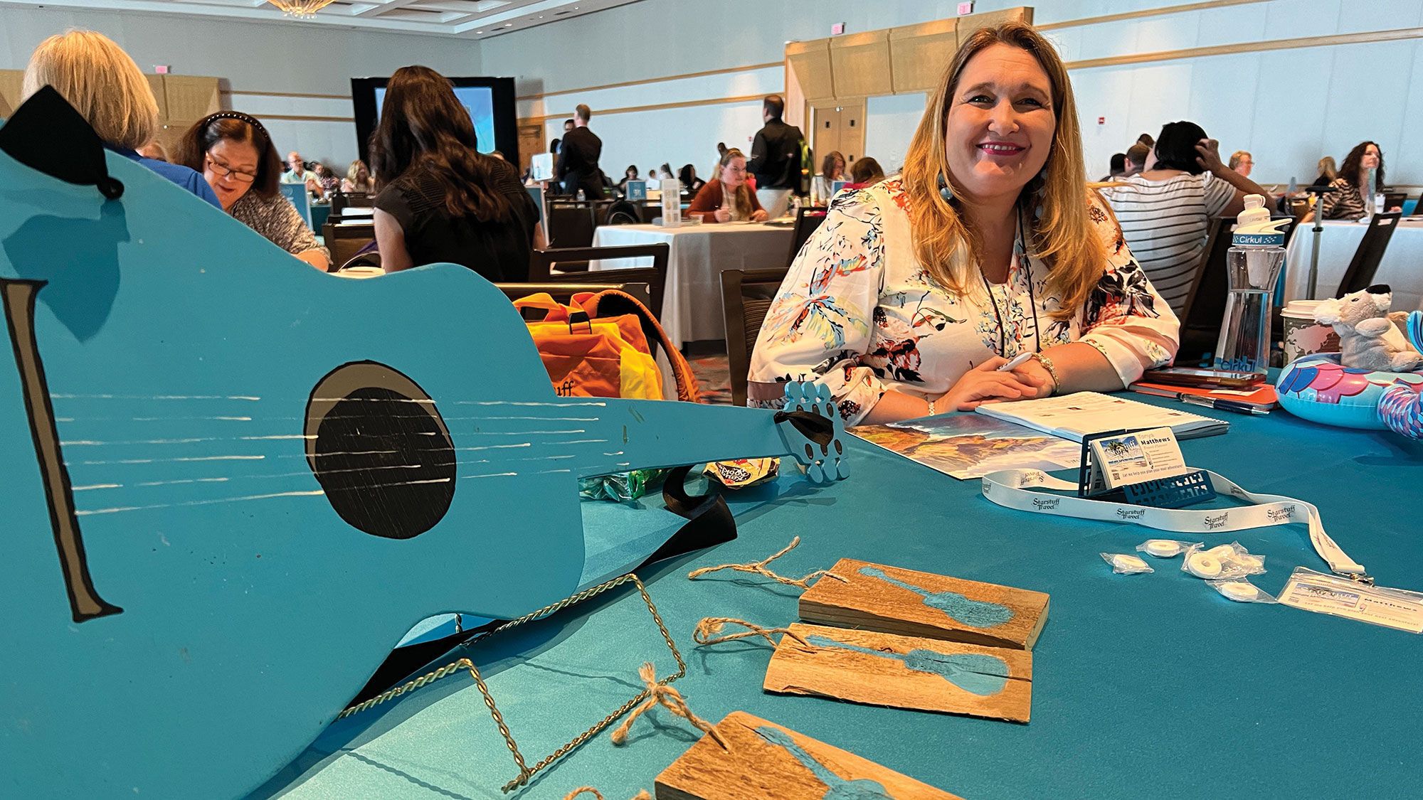 Tonya Matthews of Starstuff Travel in Hazlehurst, Miss. The blue guitar has made both trips with her to GTM, "because it represents where I’m from ... the birthplace of legendary blues musician Robert Johnson. The guitar always strikes up conversations, from the airport to the conference."