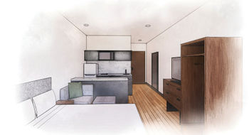 Marriott will take a cost-conscious approach to guestroom finishes for its midscale extended-stay brand. The rooms will have full kitchens.