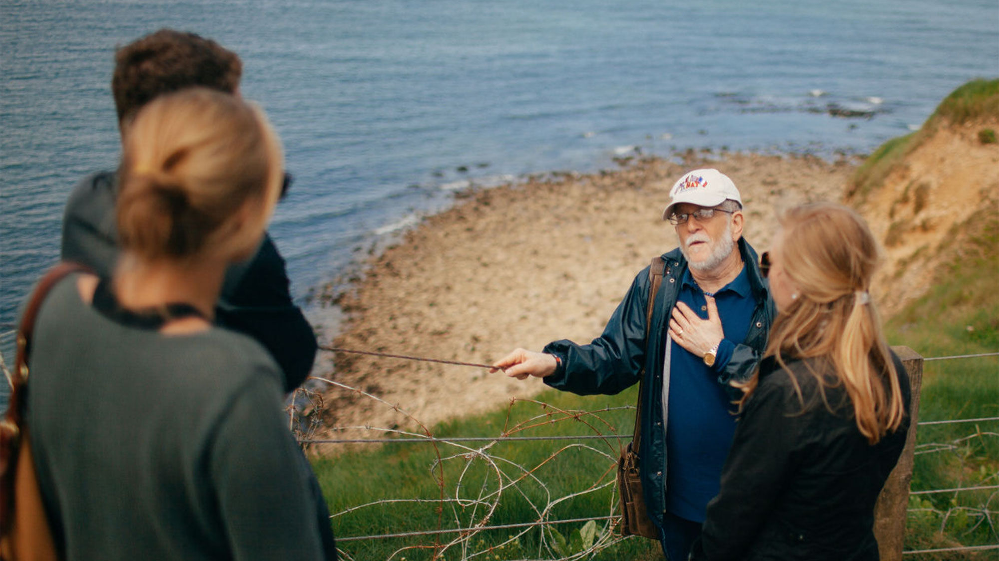 An EF Go Ahead Tours group visiting the beaches of Normandy.