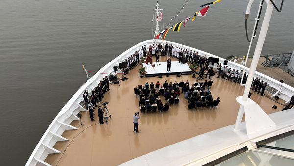 The Viking Saturn naming ceremony as seen from the observation deck. The Viking Saturn naming ceremony as seen from the observation deck.