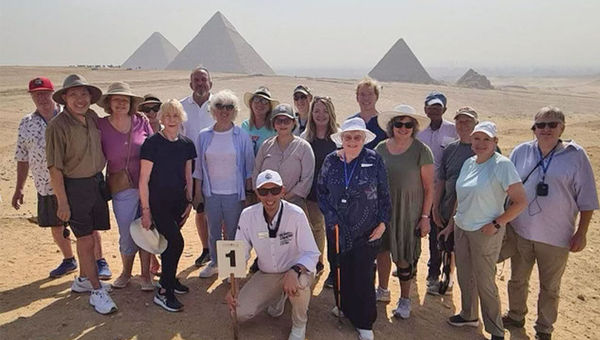 Guests on Uniworld's world cruise in Cairo. Guests on Uniworld's world cruise in Cairo.