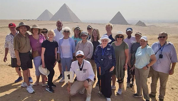 Guests on Uniworld's world cruise in Cairo.
