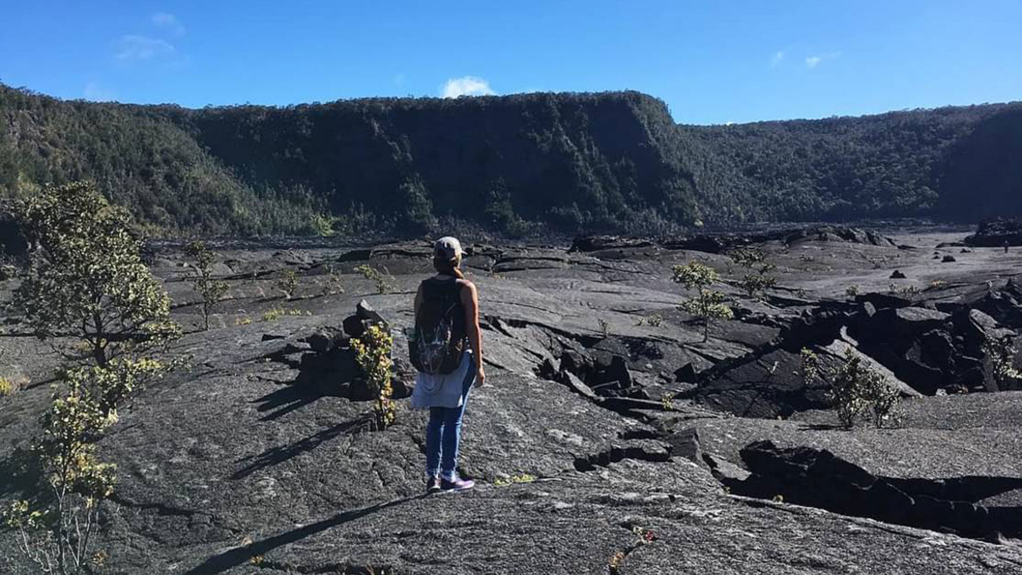At Hawaii Volcanoes National Park, you can walk across the bottom of Kilauea Iki crater.