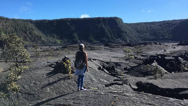 At Hawaii Volcanoes National Park, you can walk across the bottom of Kilauea Iki crater.