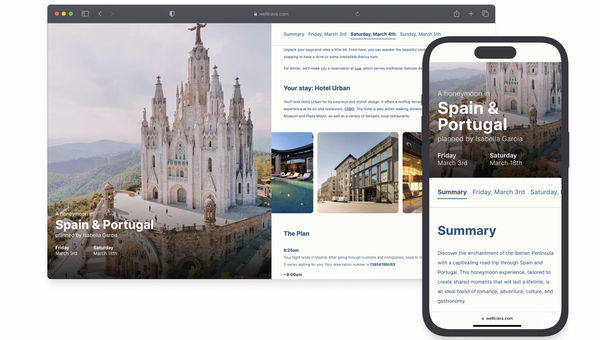 Trava generates a user-facing itinerary with one click.