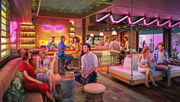 Royal Caribbean describes the Pesky Parrot as a Caribbean tiki bar serving fruit-based cocktails and frozen drinks.