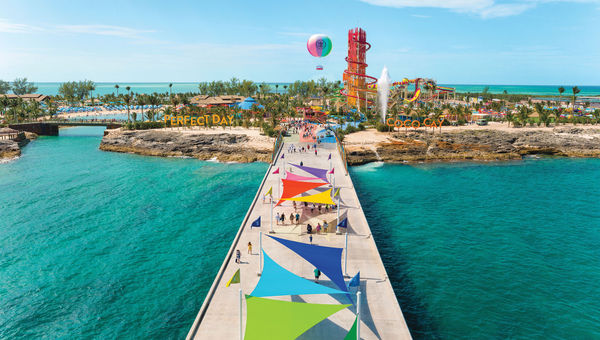 A view of Royal Caribbean's private island, Perfect Day at CocoCay, where Celebrity Cruises will begin calling on two of its ships.
