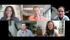 Clockwise from top left: Nicole Edenedo and Arnie Weissmann of Travel Weekly, Craig Curran of DePrez Group of Travel Companies, host Rebecca Tobin and Joshua Bush of Avenue Two Travel.