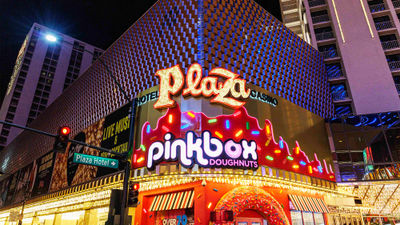 The Plaza Hotel & Casino features a new Pinkbox Doughnuts with more than 70 varieties.