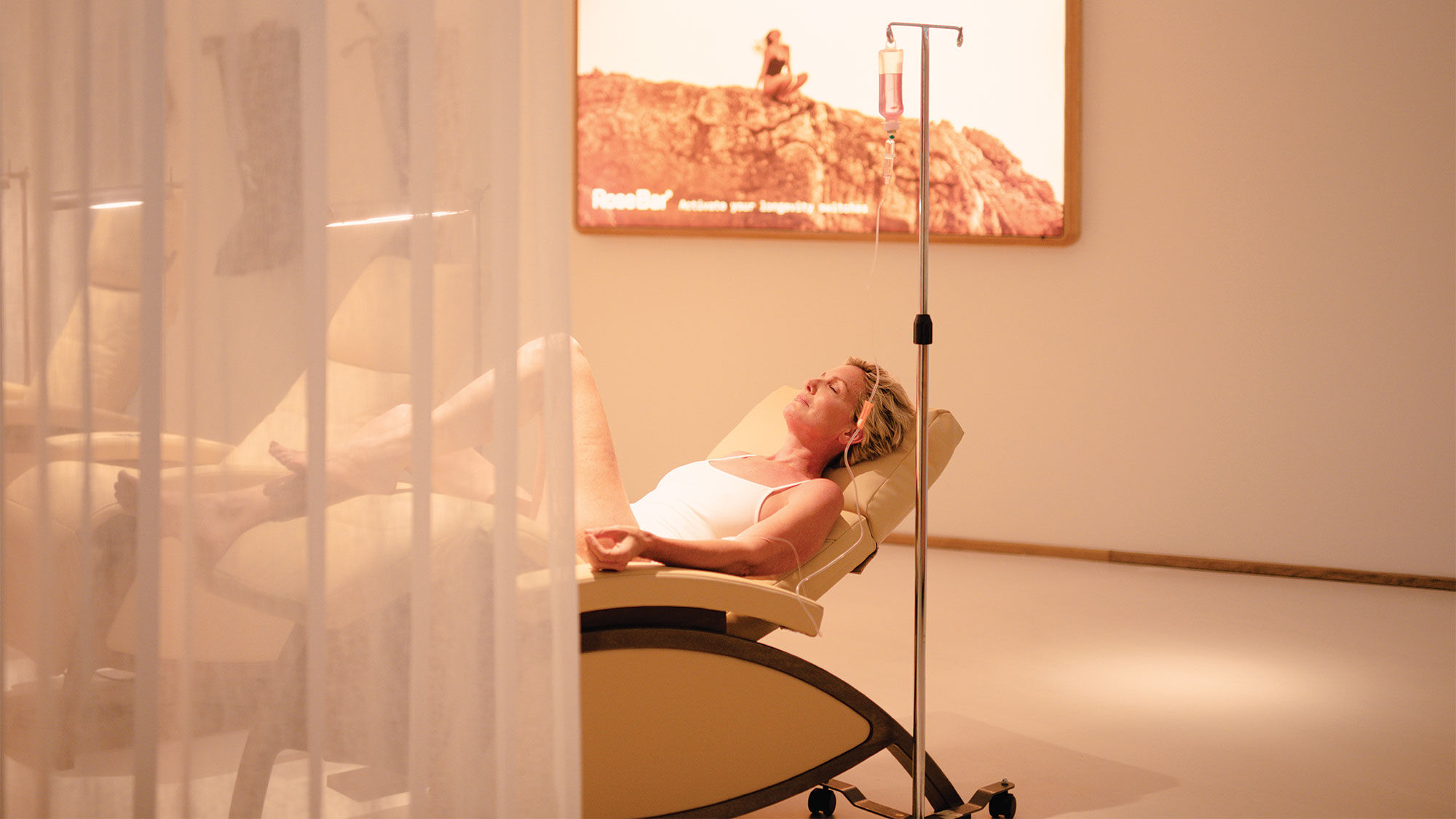 A guest receives IV therapy at the Six Senses Ibiza's RoseBar "longevity club."