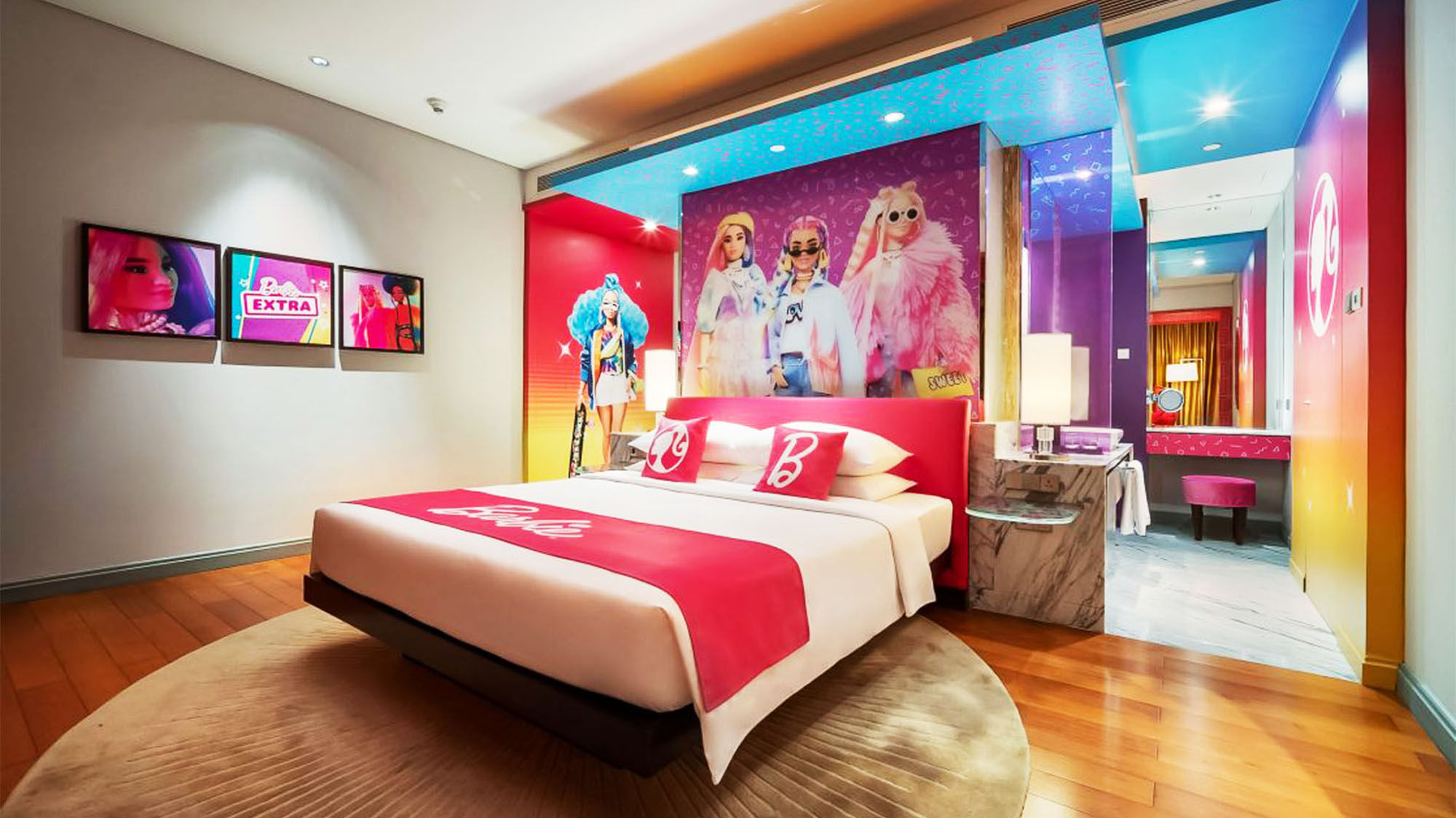 Barbie themed hotel room on sale