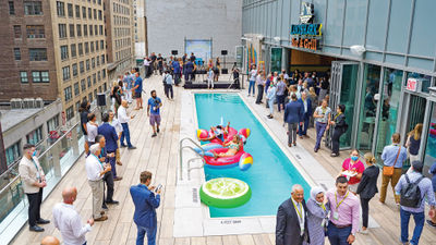 A grand opening celebration at the Margaritaville Resort Times Square in June 2021.
