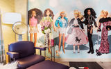 A close up of a Barbie mural in a "hyper-themed" Barbie room at The Curtis hotel in Denver.