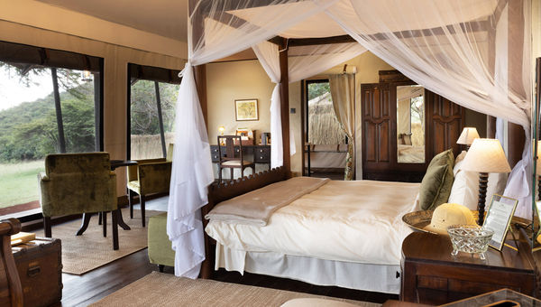 Ndovu, a luxury double tent at Cottar's 1920s Camp. Ndovu, a luxury double tent at Cottar's 1920s Camp.