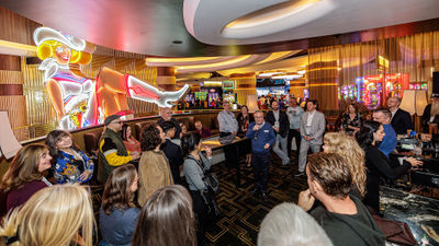 Jeff Victor, vice president of operations at Circa Resort & Casino, discusses the preservation of the Vegas Vickie sign during last year's inaugural Duck Duck Shed.