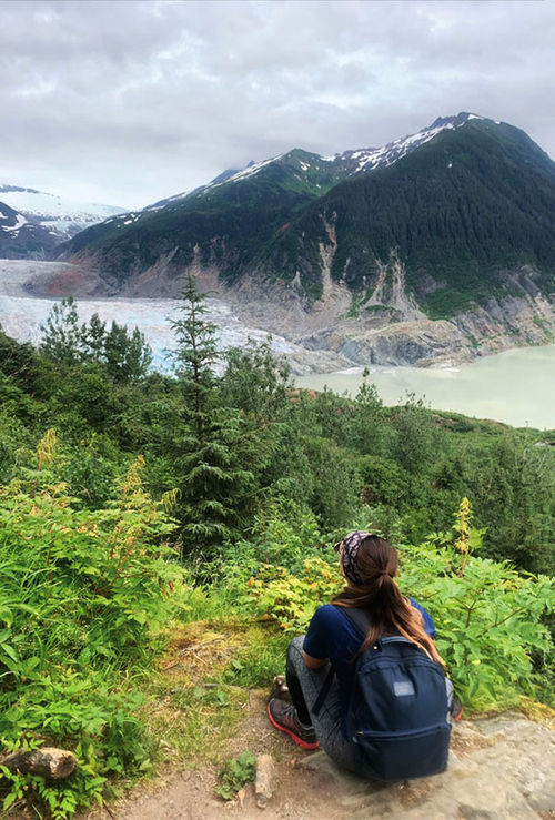 Blue-tinted Mendenhall Glacier on a Princess Cruises excursion.