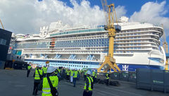 The Icon of the Seas under construction at the Meyer Turku shipyard in Finland on Aug.12.