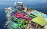 A rendering of the Thrill Island waterpark, which will have six waterslides. Royal Caribbean changed Thrill Island's design during the construction process to make optimum use of the space.