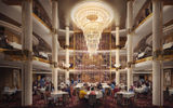 A rendering of the main dining room on Icon of the Seas.