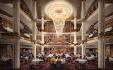 A rendering of the main dining room on Icon of the Seas.