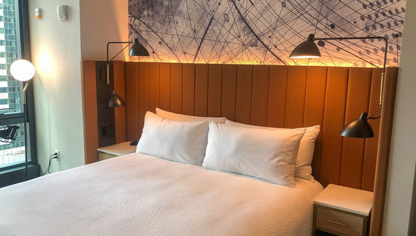 A guestroom at the Tempo by Hilton Times Square. A guestroom at the Tempo by Hilton Times Square.