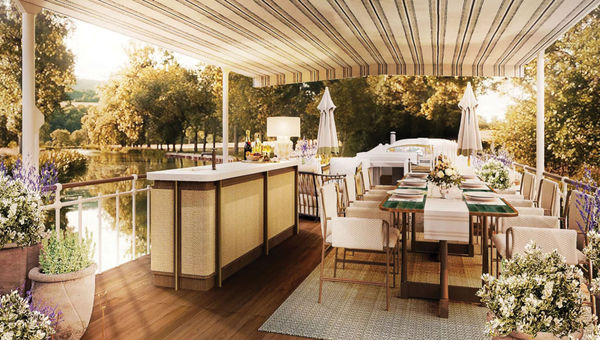 The top deck of Belmond's newest canal barge, Coquelicot, which sails in France's Champagne region. The top deck of Belmond's newest canal barge, Coquelicot, which sails in France's Champagne region.