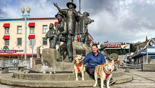 ReAnn Johnson leads Ketchikan on Foot tours with the help of her Alaskan huskies, Scarlet and Quinn. ReAnn Johnson leads Ketchikan on Foot tours with the help of her Alaskan huskies, Scarlet and Quinn.