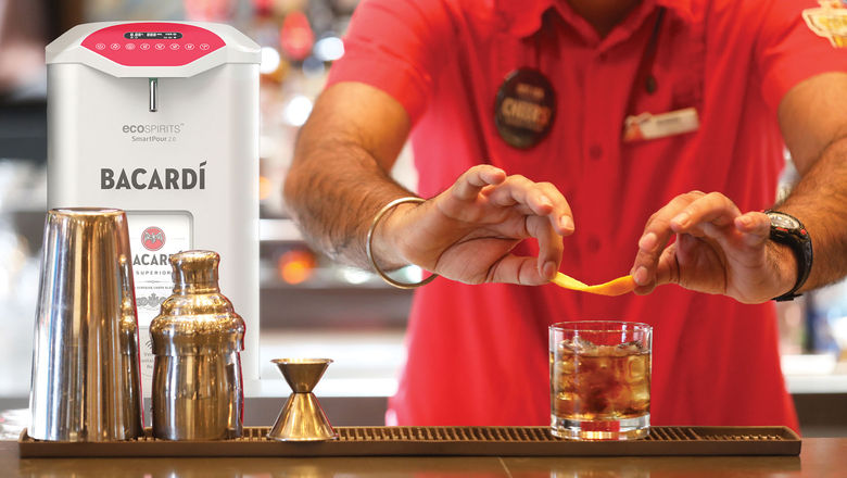 Carnival Cruise Line, Bacardi and Ecospirits are piloting a program to reduce waste by using refillable totes that hold around four bottles worth of rum, which will be served from a dispenser.