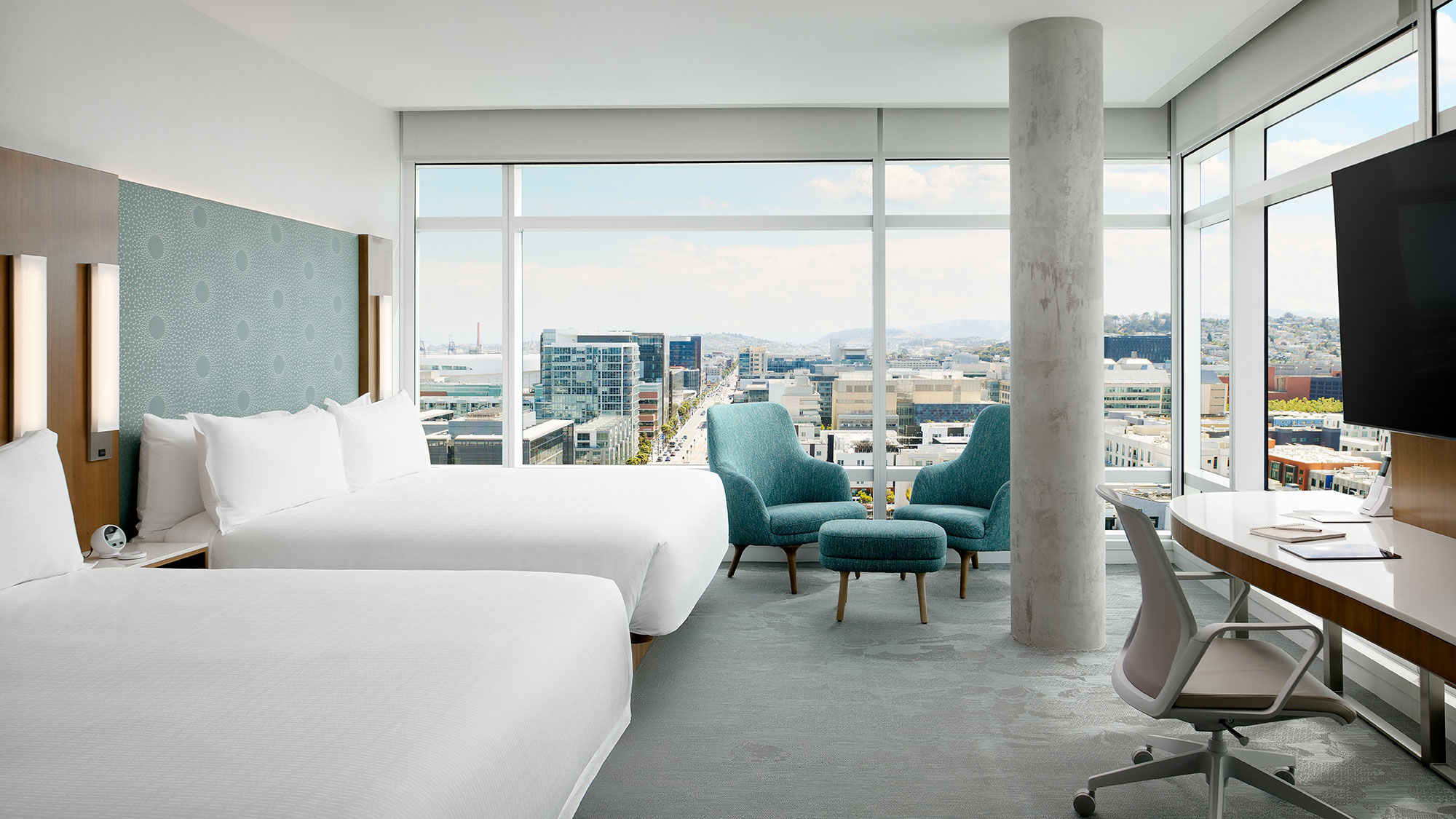 A King Premier room, one of 299 units at the Luma Hotel San Francisco, the Mission Bay district's first property.