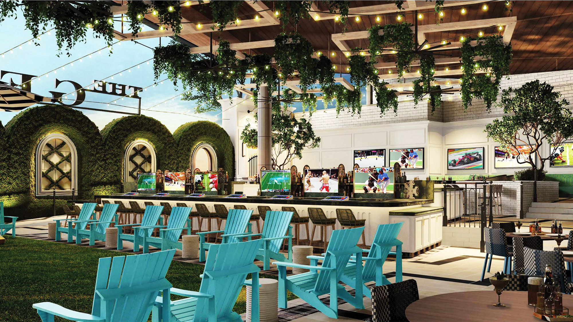 A rendering of the George Sportsmen's Lounge, which will feature live entertainment, bar-top gaming, patio parties, full-service dining and cocktails.