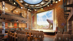A rendering of the two-deck high movie theater on the upcoming Disney Treasure.