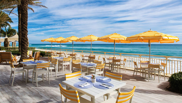The beachfront Breeze Ocean Kitchen is tucked away in the Eau Palm Beach Resort & Spa.
