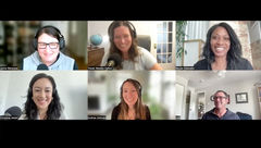 Travel Weekly's reporting team, clockwise from top left: Jamie Biesiada, host Rebecca Tobin, Nicole Edenedo, Robert Silk, Andrea Zelinski and Christina Jelski.