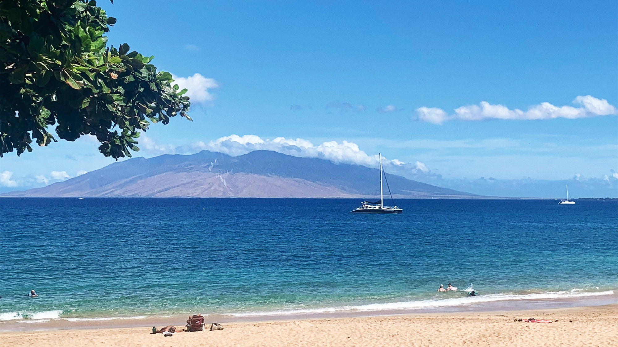 The Kai Kanani II moored off Maluaka Beach in Maui.