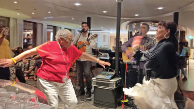 A guest on the dance floor aboard the AmaKristina during AmaWaterways' Soulful Epicurean Experience cruise.