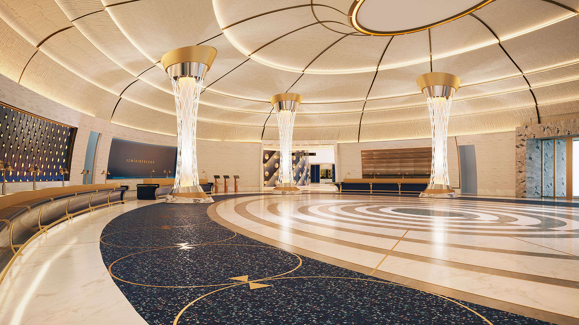 A rendering of the Great Dome reception area.